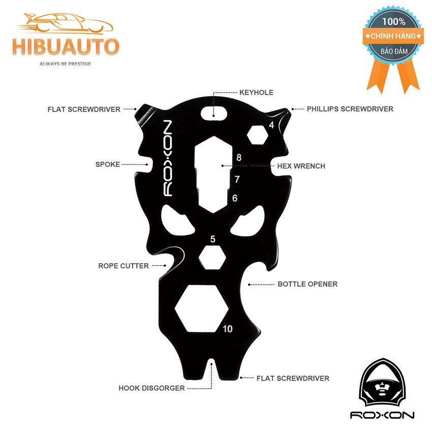 Móc Khóa Đa Năng Hình Đầu Lâu Roxon Skull Shape Key Tool S704