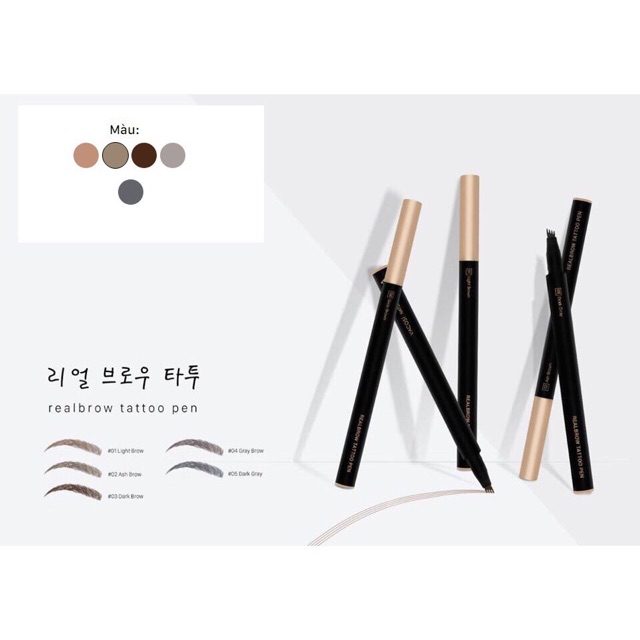 Bút kẻ mày dạng xăm Vacosi Realbrow Tattoo Pen - Korea