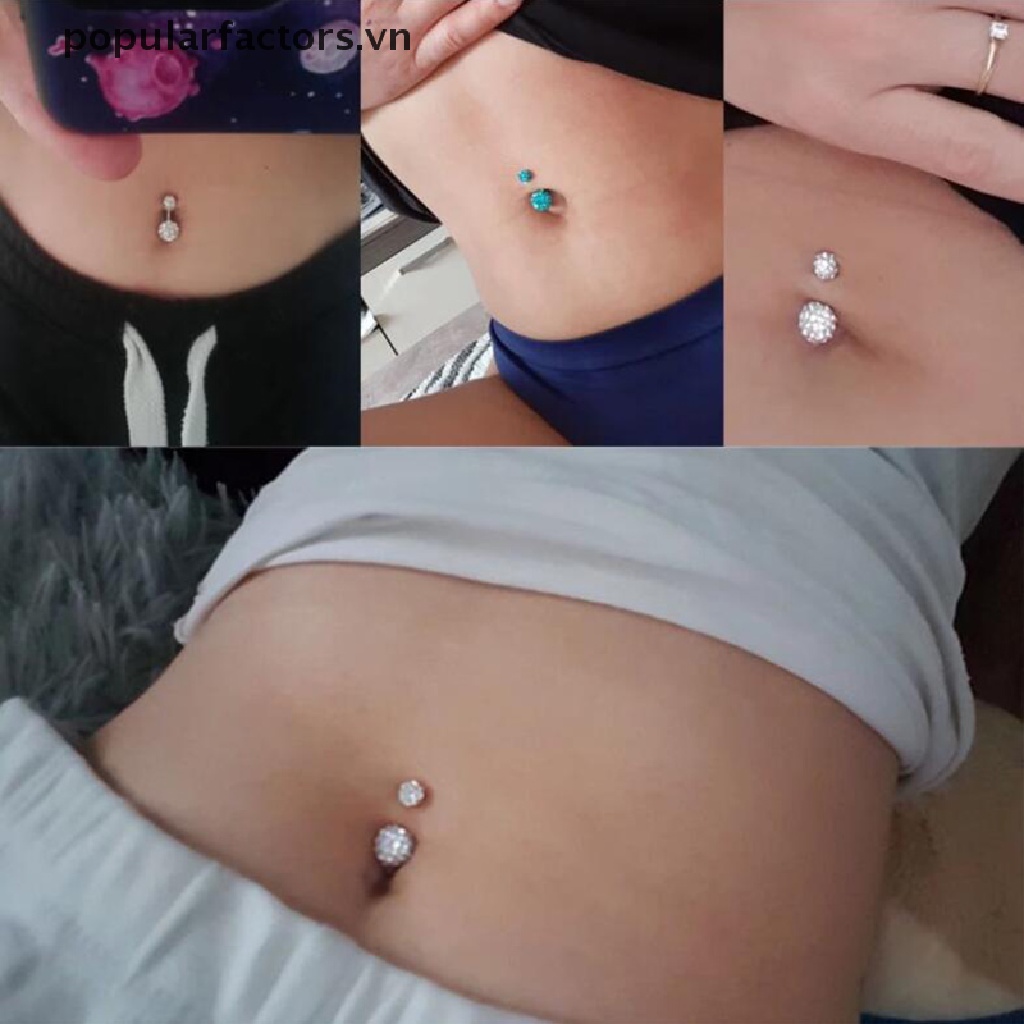 Set 5 Khuyên Rốn Đính Đá Lấp Lánh Thời Trang Cho Nữ