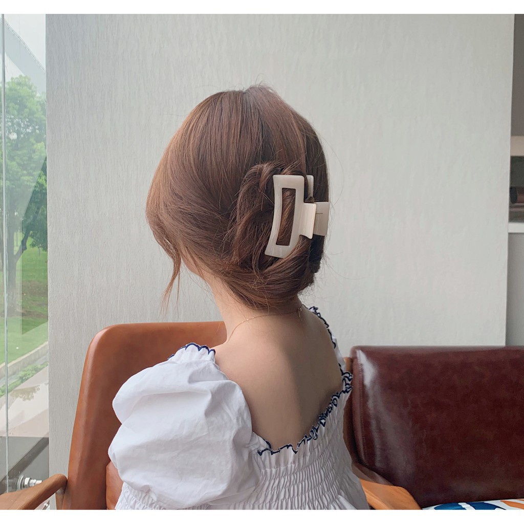 Kẹp tóc bản rộng màu trơn chống thấm nước thời trang Hàn Quốc