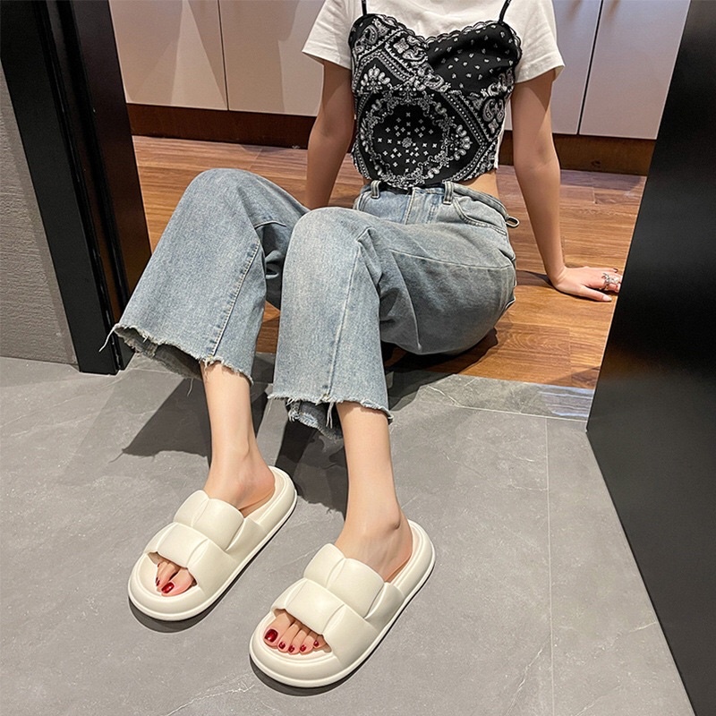 DÉP NỮ QUAI NGANG Ô VUÔNG NHỰA EVA ĐI MƯA