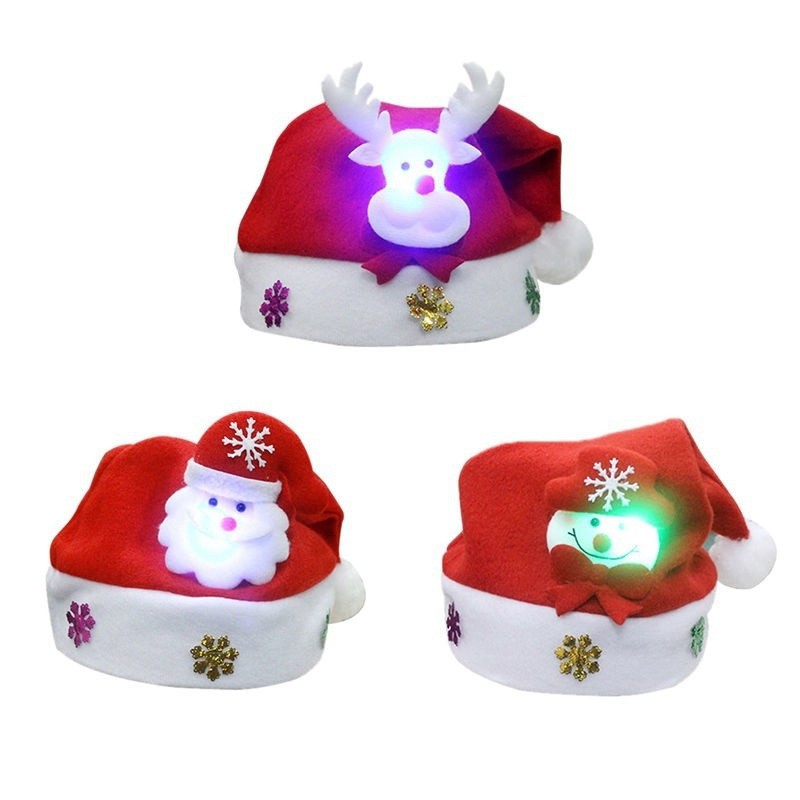 ☛☏❤Kids &amp; Adult &amp; LED Christmas Hat Santa Claus Reindeer Snowman Xmas Gifts Cap