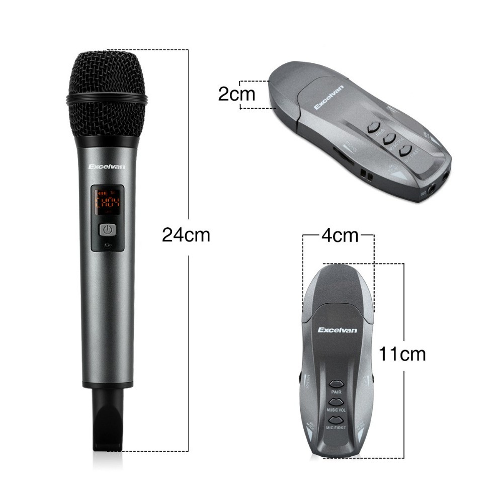 [Mã ELHACE giảm 4% đơn 300K] Micro Karaoke Không Dây Excelvan K18V, 01 Mic, VHF