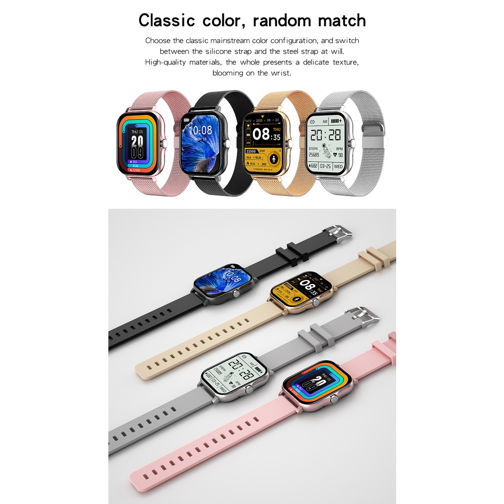 Đồng Hồ Thông Minh Màn Hình Cảm Ứng 1.69 inch Hỗ Trợ Theo Dõi Sức Khỏe Android IOS