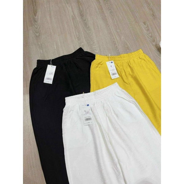 Quần jogger nữ dây rút vải đũi cạp chun mềm mát ống bó - Quần baggy nữ bo chun gấu màu đen kem mặc đi học Đi làm thể dục