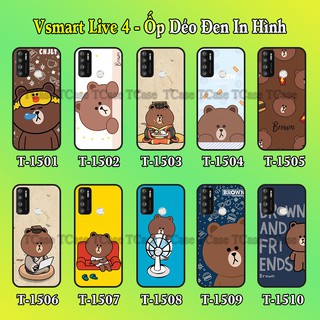 Ốp lưng vsmart live 4 dẻo đen in hình bst gấu nâu cute