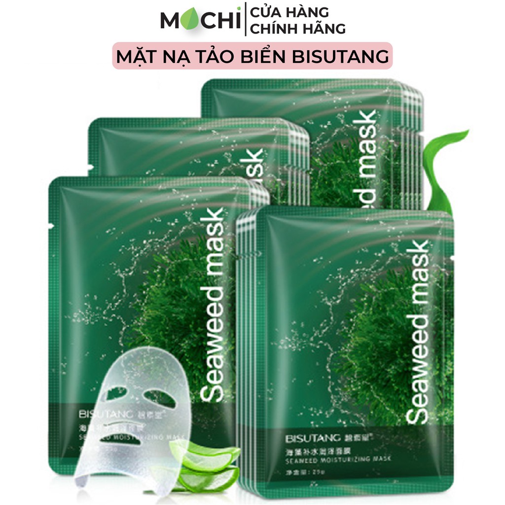 Mặt Nạ Tảo Biển Rong Biển Dưỡng Trắng Da l Giảm Mụn l Cấp Ẩm Mask Giấy Đắp Mặt Seaweed Bisutang Nội Địa Trung MOCHI SHOP