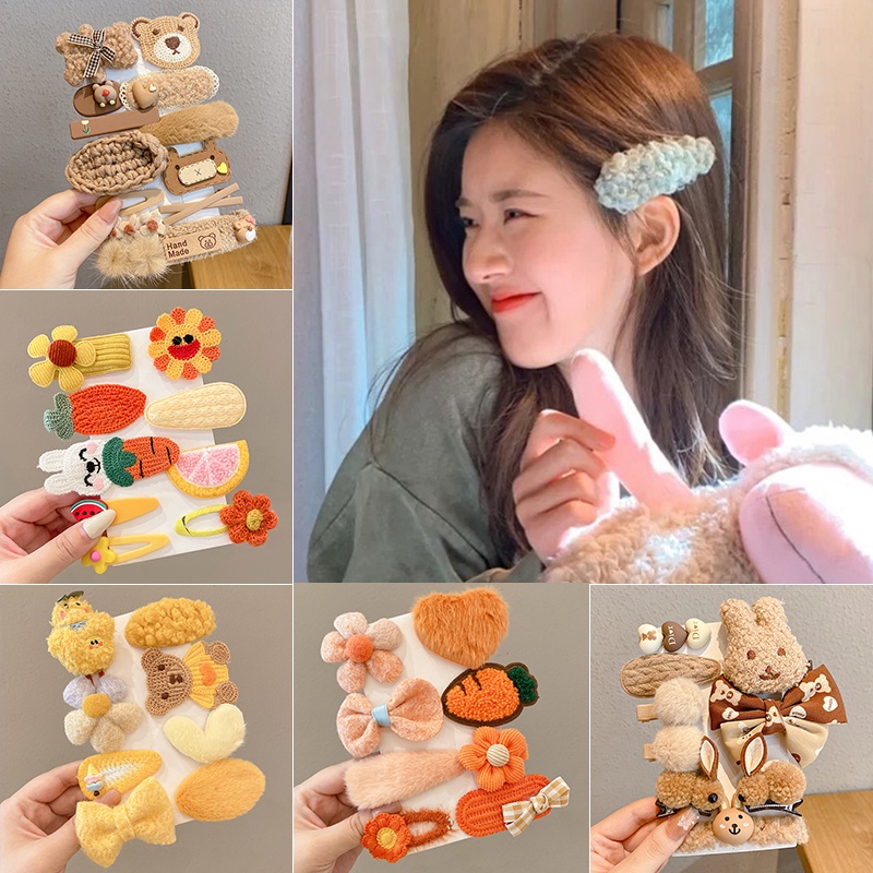 Kẹp Tóc Lông Nhung Dễ Thương Xinh Xắn Thời Trang Nhật Hàn Cho Bé Gái