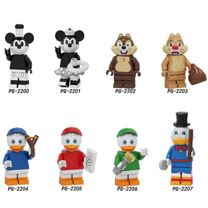 Mô hình đồ chơi lắp ráp nhìn mickey và nhân vật disney mini dễ thương PG2200-2207