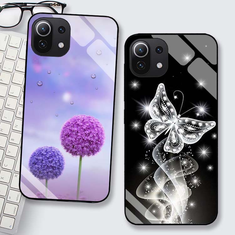 Ốp Lưng Xiaomi Mi 11, Mi 11 Lite Lưng kính cường lực Sang Trọng, Sáng Bóng