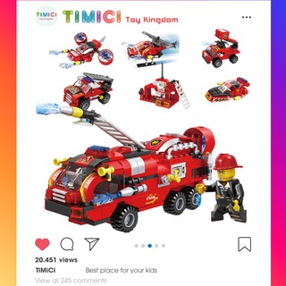 Đồ chơi xếp hình lắp ráp ô tô cứu hỏa xếp hình "6 IN 1" cho bé