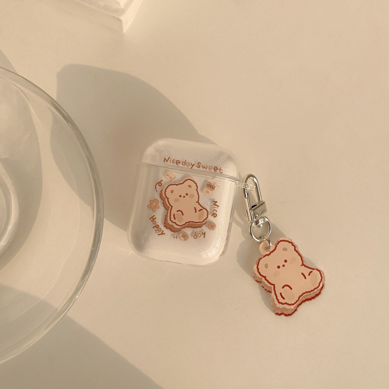 Vỏ case gấu bảo vệ bao đựng tai nghe airpods 1 2 PRO - Ốp airpods chống va đập, trong suốt in hình