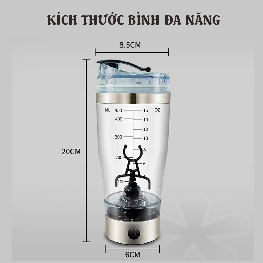 [ SALE SỐC ] Bình Pha Nước Tự Động Dung Tích 450ML Chạy Pin Tiểu Cực Bền Cực Tiện Lợi Khi Tập Gym Thể Thao