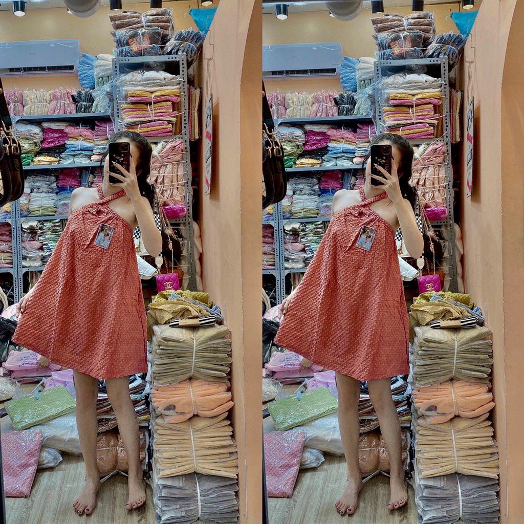 Đầm babydoll xốp dây chéo cổ