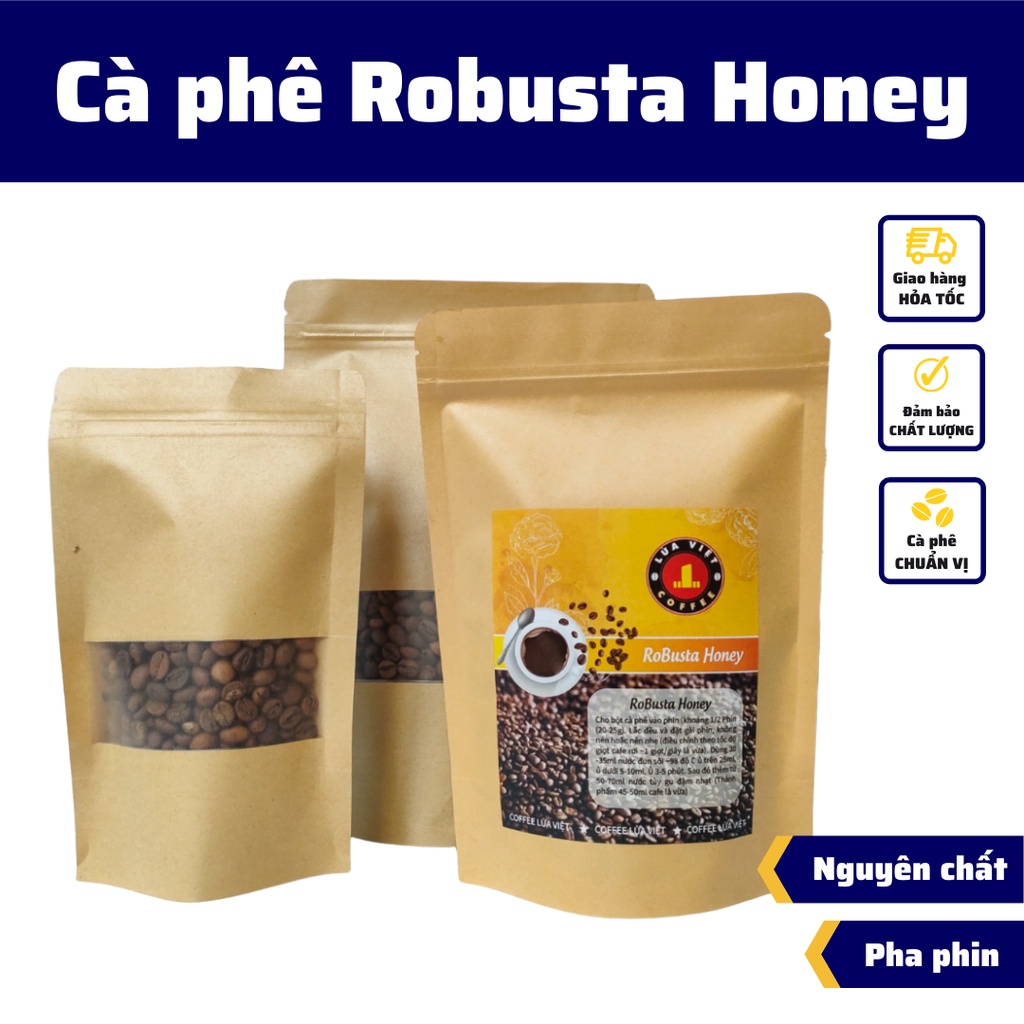 Cà phê rang xay ROBUSTA HONEY pha phin và pha máy vị đậm đà hương thơm ngọt sánh cafe nguyên chất không độn phụ gia