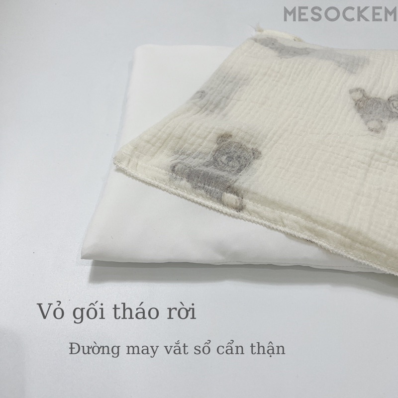 (THÁO VỎ) Gối nằm cho bé sơ sinh vải muslin organic