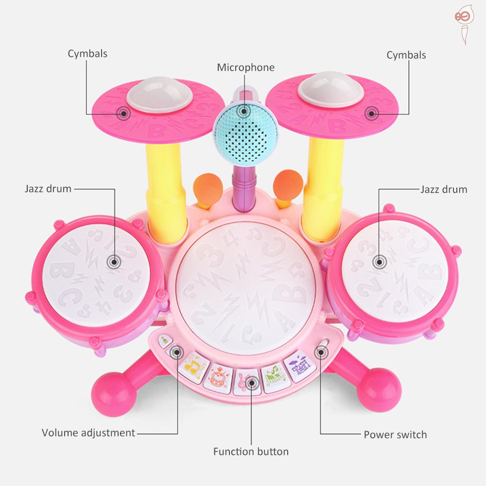 Bộ Trống Điện Tử Kèm 1 Cặp Trống Cho Trẻ Em 3 Tuổi