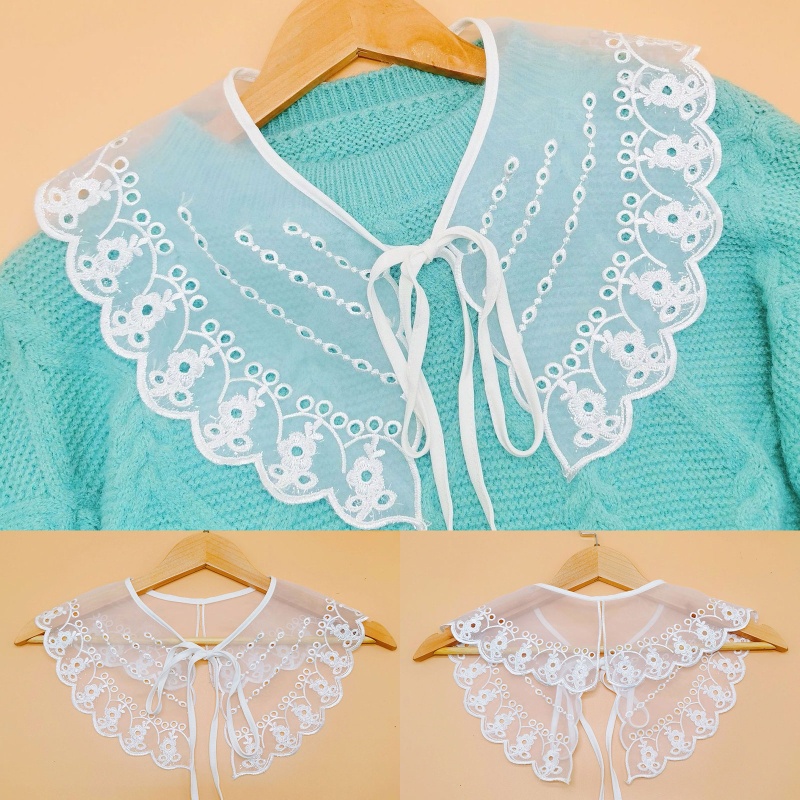 Cổ Áo Sơ Mi Ren Rỗng Họa Tiết Hoa Có Thể Tháo Rời Cho Nữ