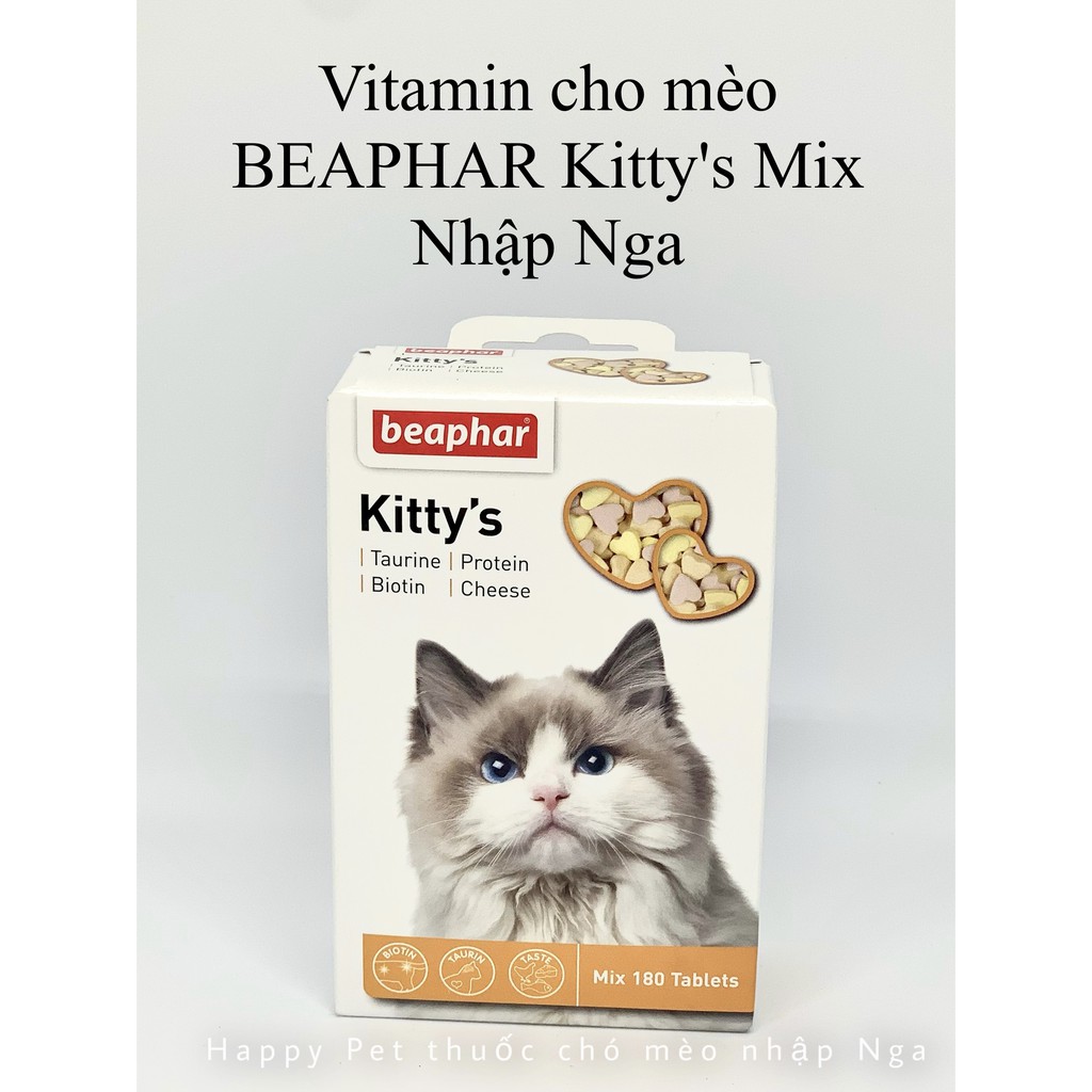 Viên phô mai tăng nọng cho mèo BEAPHAR Kitty's Mix hộp 180 viên Nhập Nga