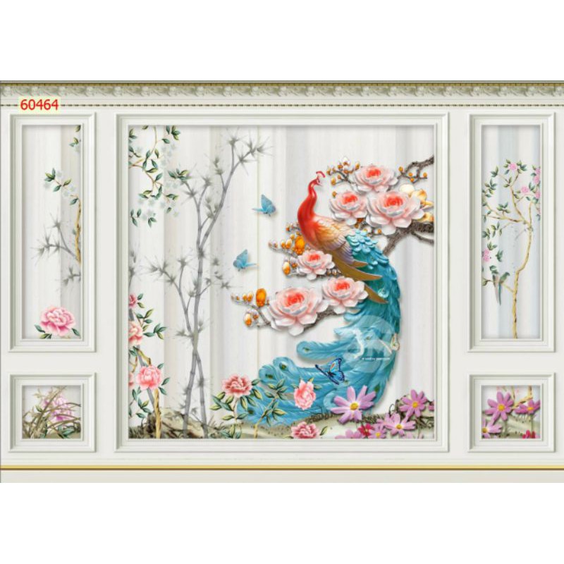 tranh dán tường phòng khách in vải lụa 3D ( nhận in theo kích thước)