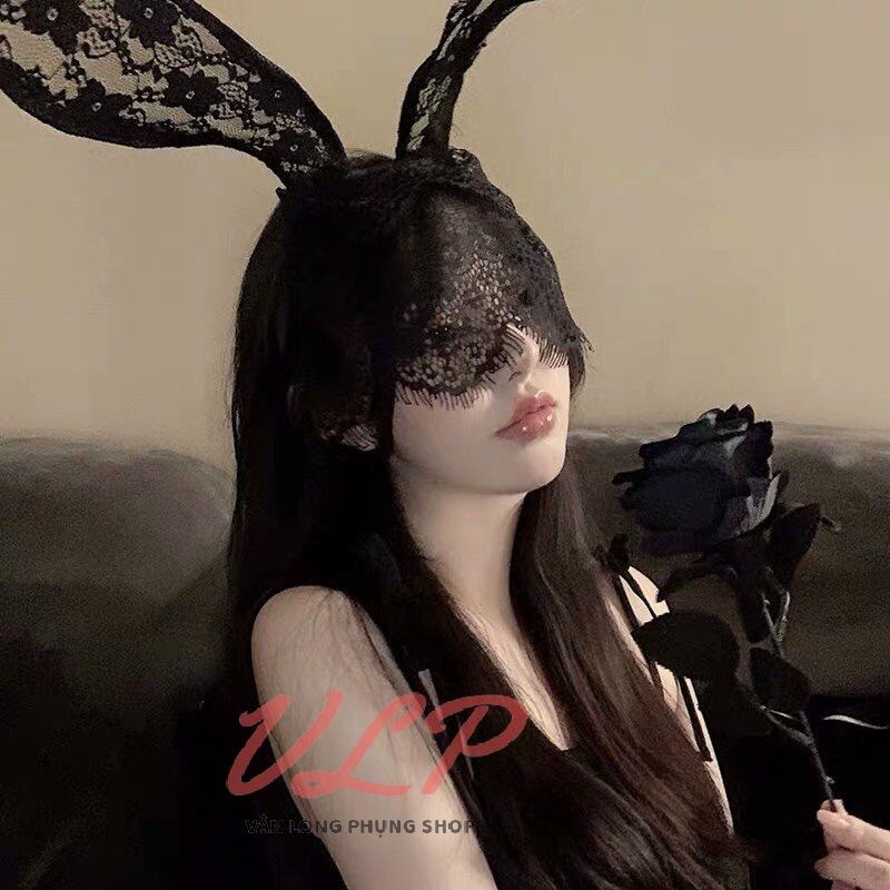 CÀI 3_Cài tóc / bờm tóc tai thỏ có màn ren che mặt sexy