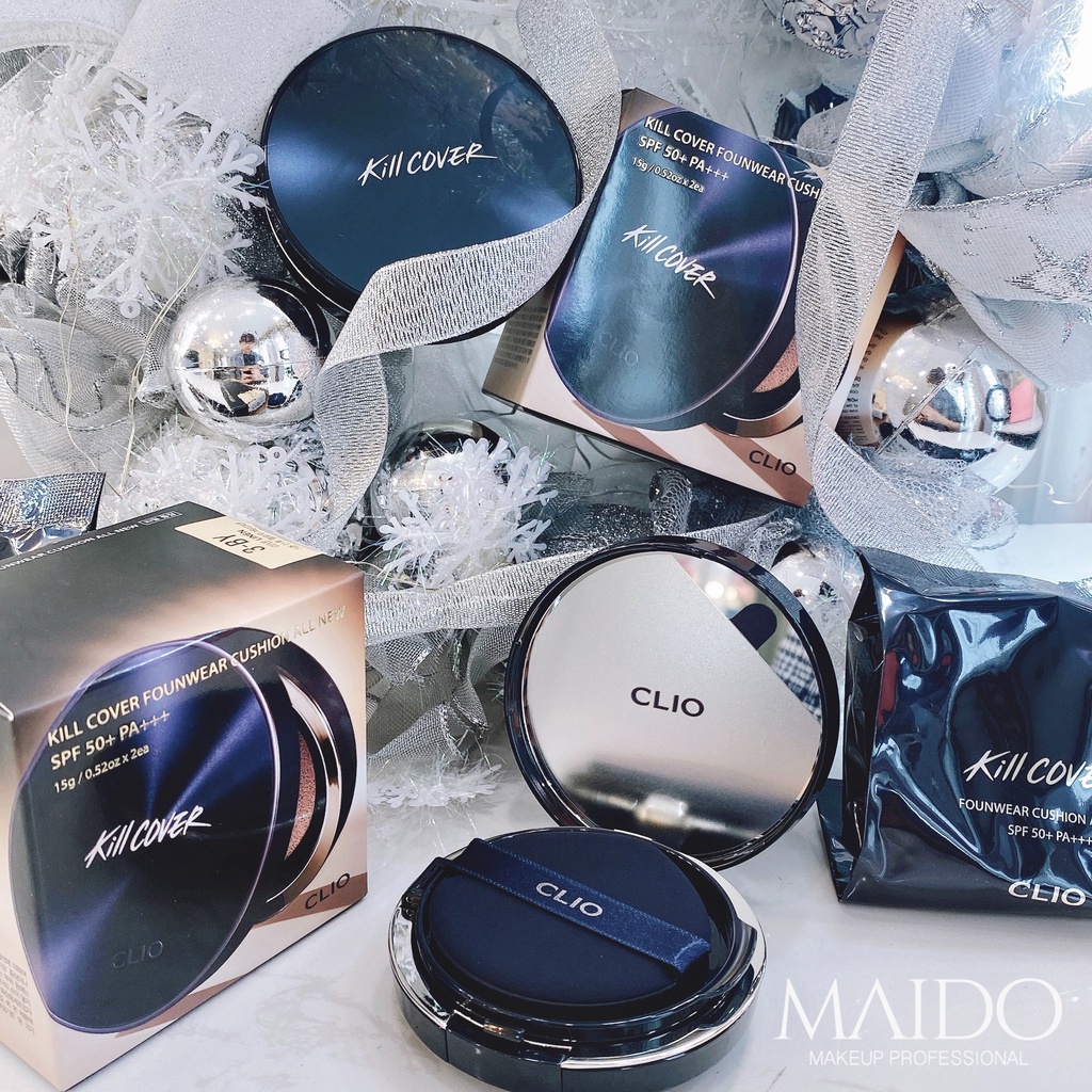 Phấn nước CLIO Kill Cover Founwear Cushion All New Set trang điểm chống nắng (+ Refill) - SPF 50+ PA +++ MAIDO COSMETICS