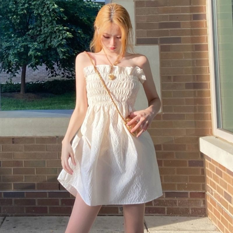 Đầm trễ vai nữ bồng bềnh duyên dáng thời trang 2021