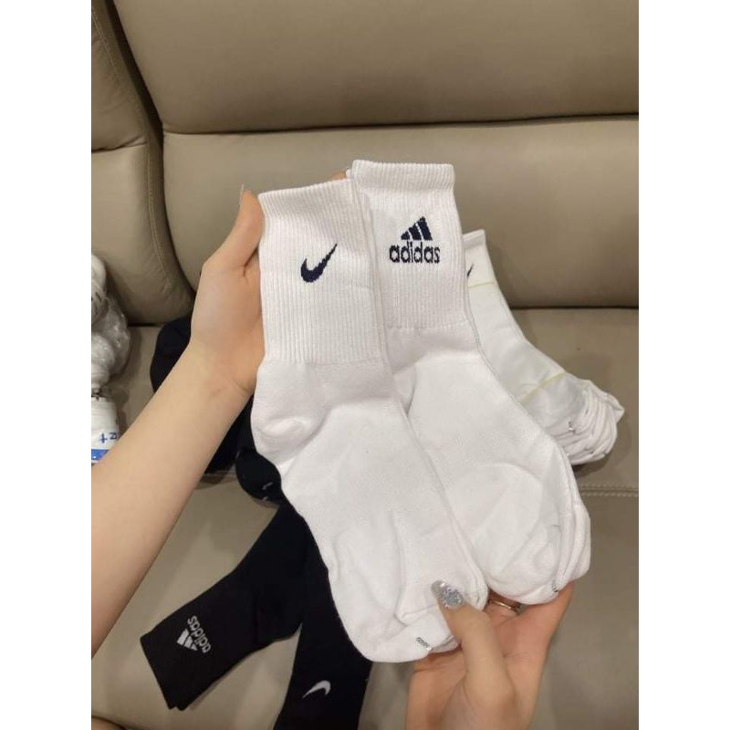 Tất nike Adidas đen trắng dệt kim.
