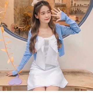 ❤️ đầm 2 dây trắng nơ ngực