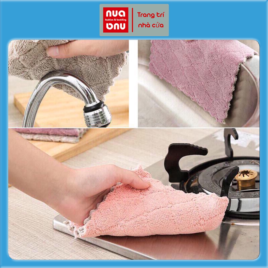 [ COMBO 10 ] Khăn lau đa năng Nua fashion &amp; bedding lau bếp bát đĩa cốc chén hai mặt thấm nước chống dính dầu mỡ