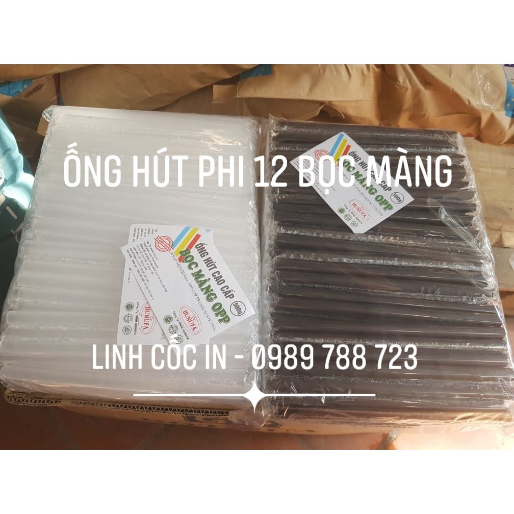 Ống hút trà sữa bọc màng phi 12 màu Trắng/Đen gói 500g