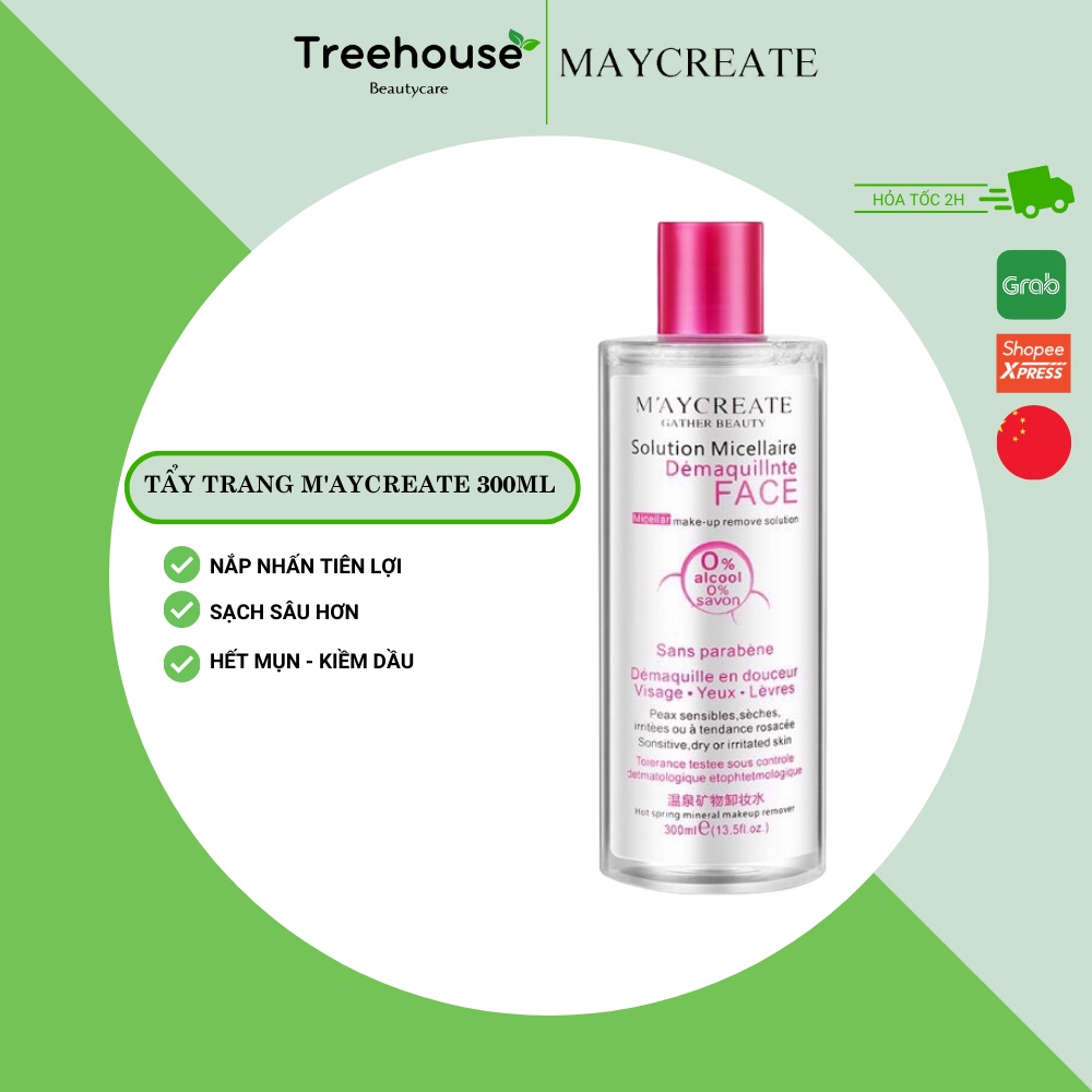 Nước Tẩy Trang Maycreate 300ml Nắp Nhún Tẩy Sạch Bụi Bẩn Bã Nhờn TREEHOUSE SHOP