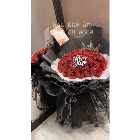 Bó hoa nhũ 50bông bó giấy Xốp Hàn xịn. Tặng full phụ kiện