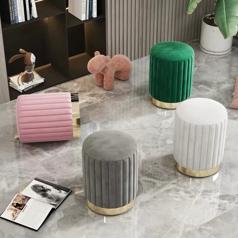 Ghế Đôn Tròn Bọc Nỉ Nhung Hoặc Da Cho Bàn Trang Điểm , Phòng Khách Nhiều Màu Sắc Siêu Xịn - Nội Thất 3A Cao Cấp