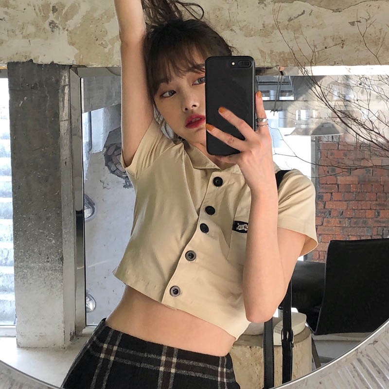 Áo sơ mi IELGY tay ngắn thời trang mới cho nữ