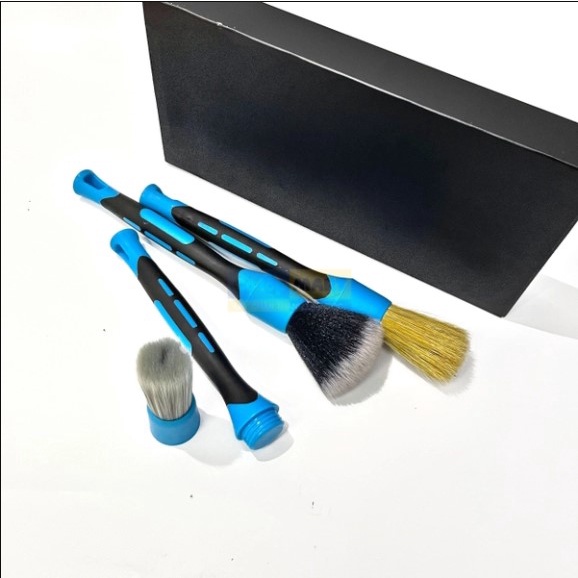 Bộ 3 Chổi Vệ Sinh Xe Cán Bọc Cao Su - Bộ cọ detailing cao cấp 3 chi tiết