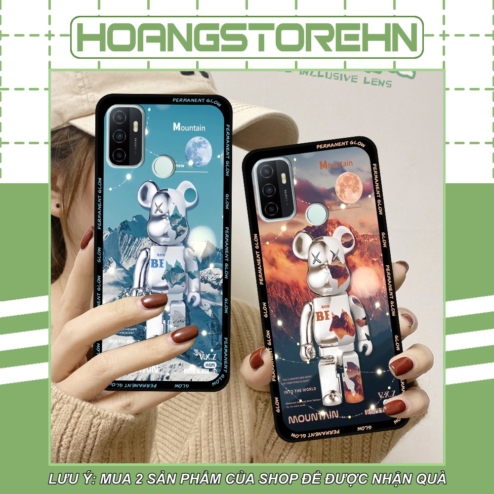 Ốp Oppo A53 in hình họa tiết Mountain, Be@rbrick dễ thương (T13 - T18)