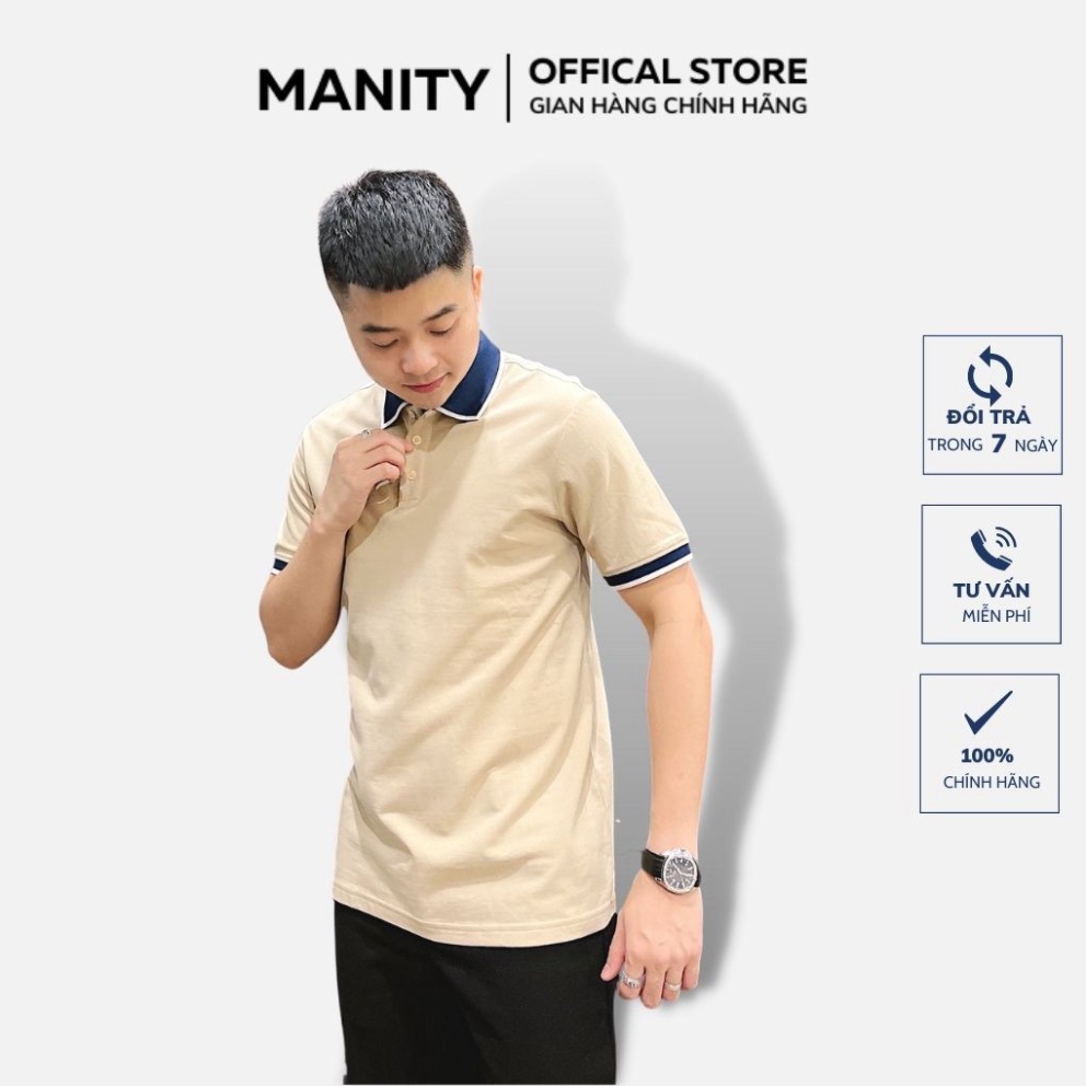 Áo Polo nam, áo thun nam cổ bẻ vải cá sấu cao cấp màu nâu tây phối cổ sang trọng MANITY - PLM002 - Hàng mới về