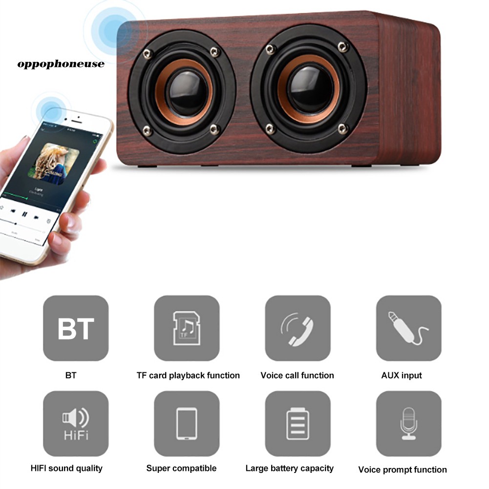 【OPHE】Loa Bluetooth W5 giả gỗ hỗ trợ gọi rảnh tay tiện lợi dễ dùng