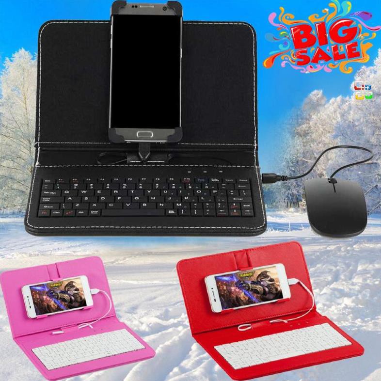 Bàn Phím Rời Điện Thoại,Combo bao da bàn phím kèm chuột cho điện thoại, máy tính bảng từ 4.5-8 inch có thể lướt wed z