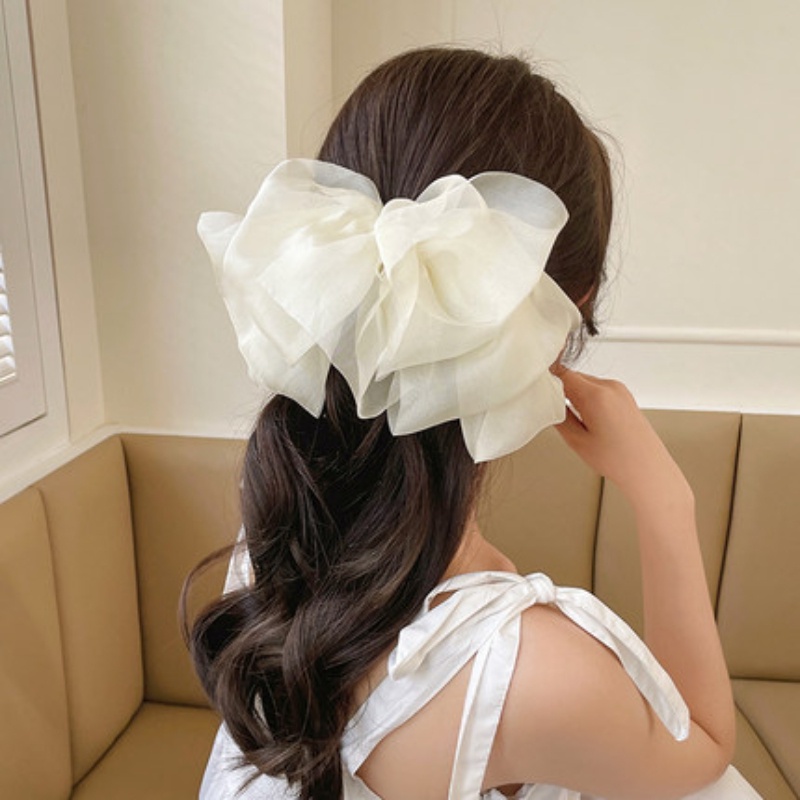 Kẹp Tóc Hình Nơ Lớn Bằng Vải Voan Thời Trang Mùa Xuân Mới