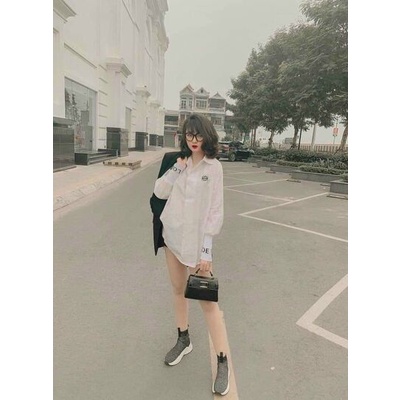 Áo sơ mi tay chữ bo chun chữ ngực cá tính