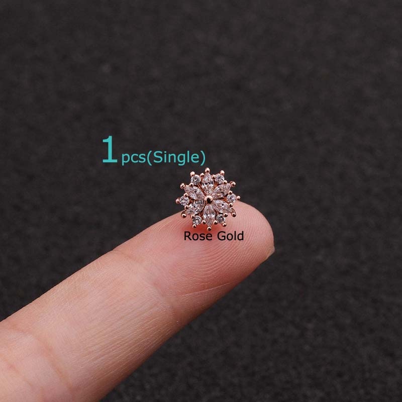 1 Khuyên Vành Tai Hình Hoa Dài 6mm