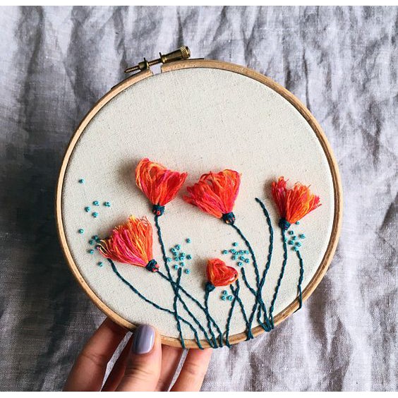 Bộ Kit DIY tập thêu tay hoa Vintage đầy đủ kim chỉ vải thêu thủ công tự làm/ thêu trang trí nhà cửa- MIE handmade