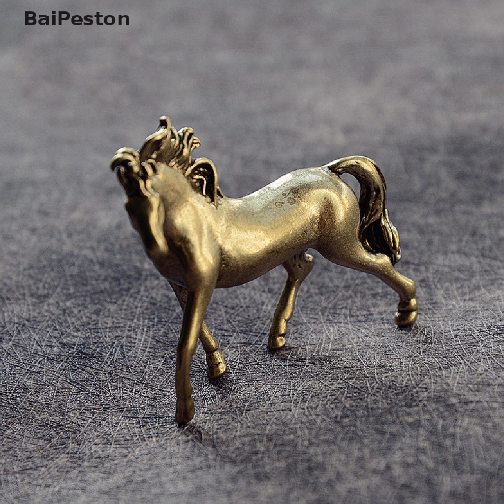 [BaiPeston] Vintage Copper Horse Statue Lucky Desktop Ornaments Pure Brass Animal Figurines ♨HOT SELL