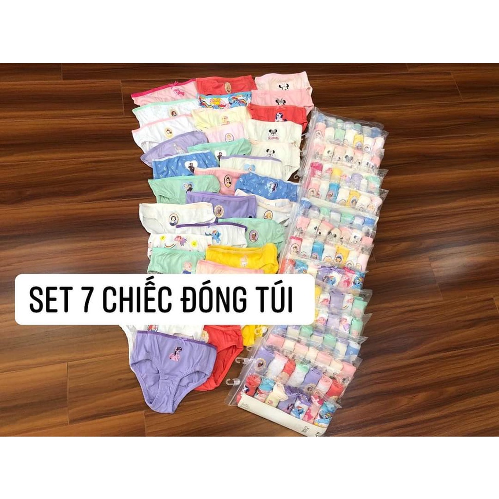 Set 7 quần chip tam giác bé gái, quần lót trẻ em cotton cao cấp mềm mịn thoáng mát