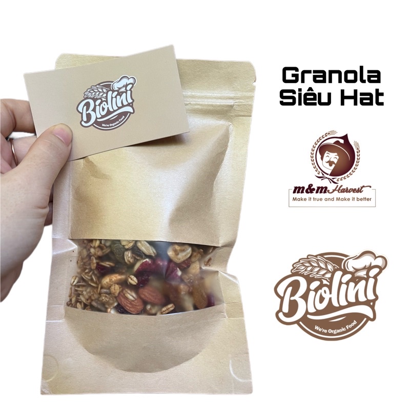 GRANOLA 90% quả hạt vị Matcha Nhật Bản ĂN KIÊNG, KHÔNG ĐƯỜNG 500g