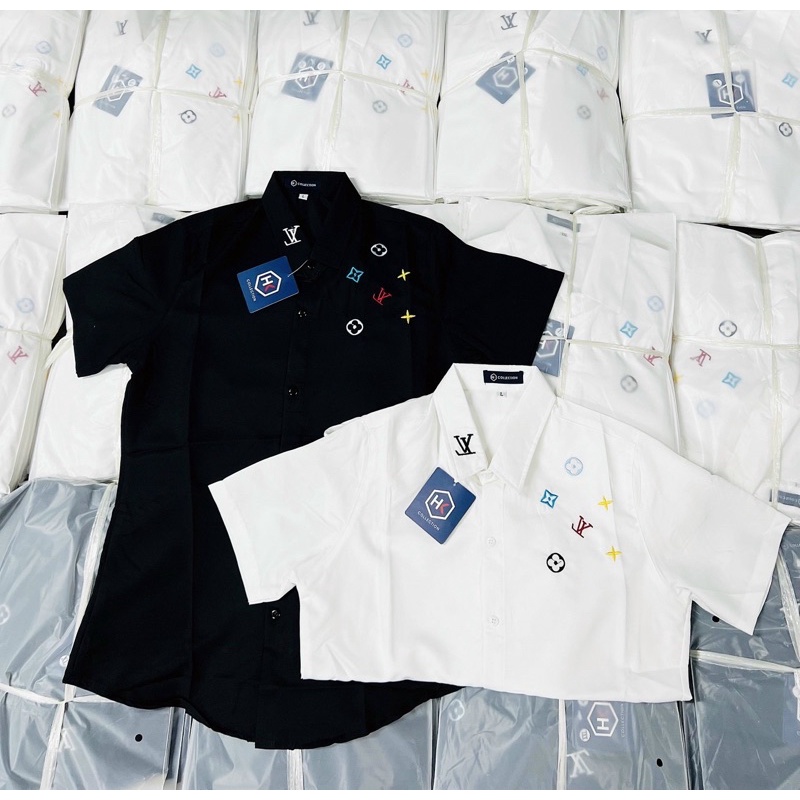 Áo Sơ Mi Nam Tay Ngắn THÊU LOGO Thời trang SMTN