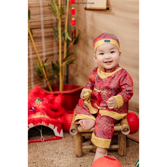 Bộ đồ đỏ Gấm Hán Phục mặc Tết, đi chơi trung thu