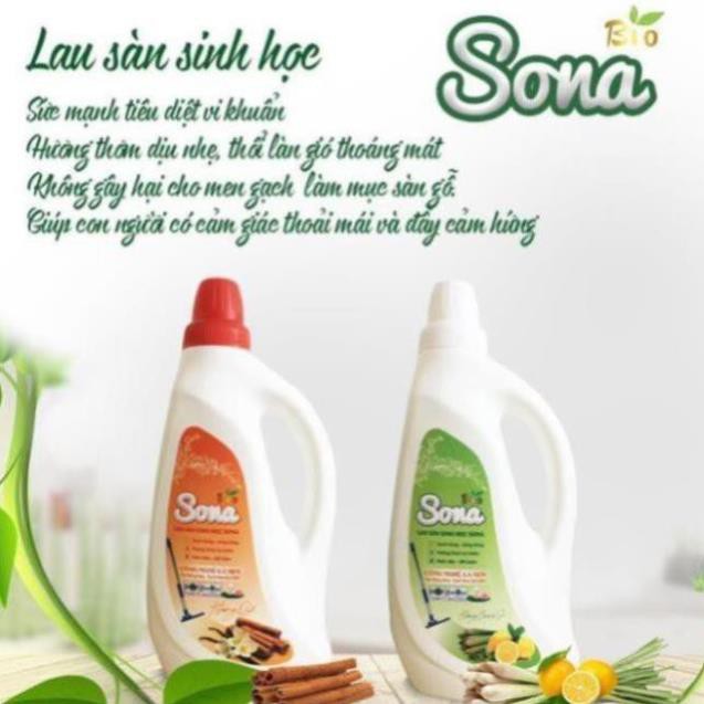 Nước Lau Sàn Đuổi Muỗ Hương Quế & Hương Chanh Sả SoNa 1.25kg, Lau Sạch Vết Bẩn Khó, Không Hại Men Gạch, Phù Hợp Sàn Gỗ